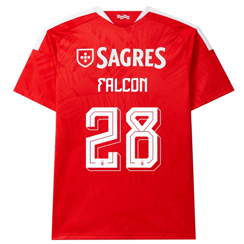 Danxen Criança Camisola Andrea Falcón #28 Vermelho Branco Amarelo Principal 2026/27 Camisa