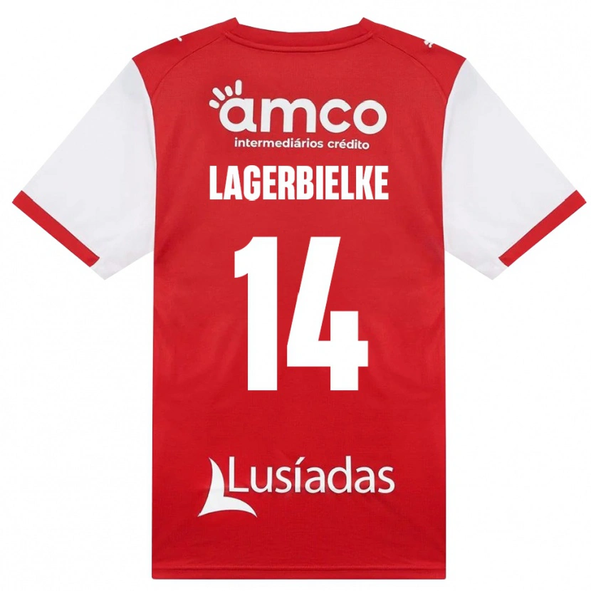 Danxen Criança Camisola Gustaf Lagerbielke #14 Branco Vermelho Preto Principal 2026/27 Camisa