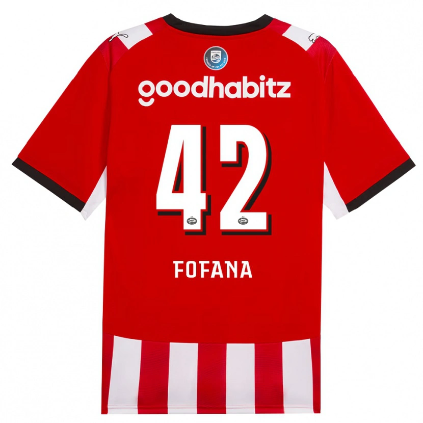 Danxen Criança Camisola Fode Fofana #42 Vermelho Branco Preto Principal 2026/27 Camisa