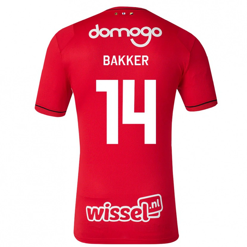 Danxen Criança Camisola Eshly Bakker #14 Vermelho Branco Preto Principal 2026/27 Camisa