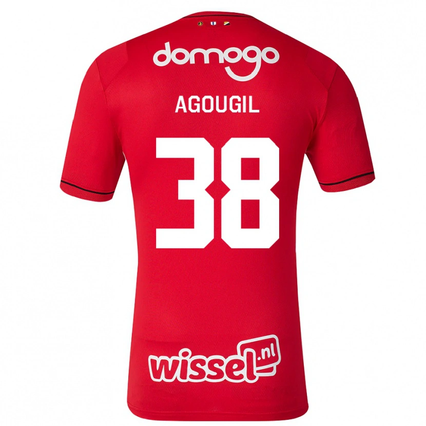 Danxen Criança Camisola Oualid Agougil #38 Vermelho Branco Preto Principal 2026/27 Camisa