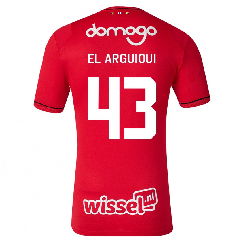 Danxen Criança Camisola Rafik El Arguioui #43 Vermelho Branco Preto Principal 2026/27 Camisa