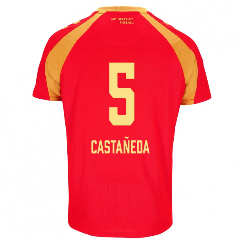 Danxen Criança Camisola Santiago Castañeda #5 Vermelho Laranja Preto Alternativa 2026/27 Camisa