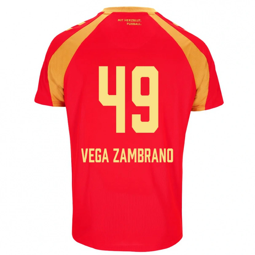 Danxen Criança Camisola Joel Vega Zambrano #49 Vermelho Laranja Preto Alternativa 2026/27 Camisa