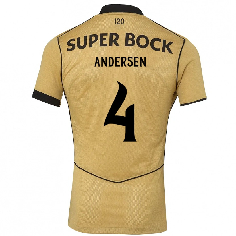 Danxen Criança Camisola Silas Andersen #4 Goldenrod Preto Alternativa 2026/27 Camisa