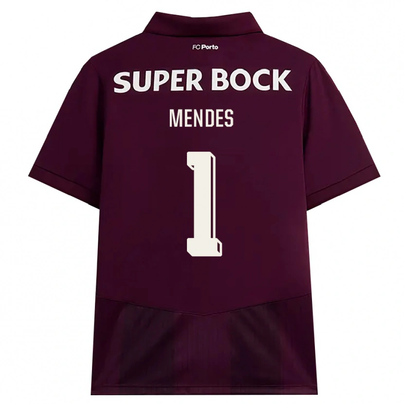 Danxen Criança Camisola Francisco Mendes #1 Borgonha Branco Alternativa 2026/27 Camisa