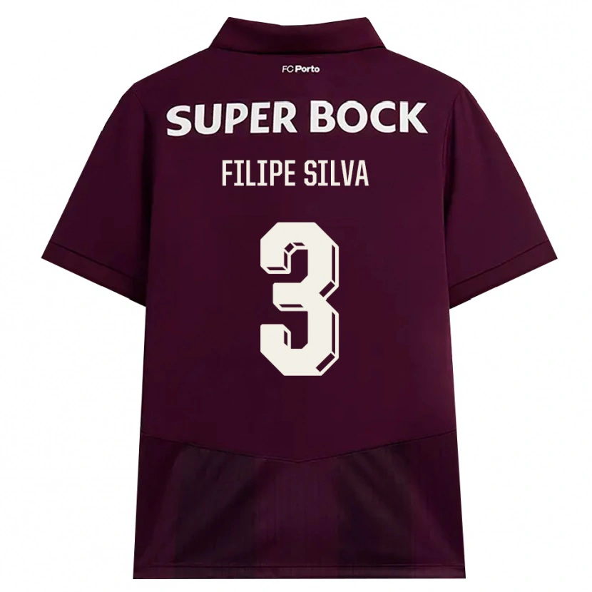 Danxen Criança Camisola Filipe Silva #3 Borgonha Branco Alternativa 2026/27 Camisa