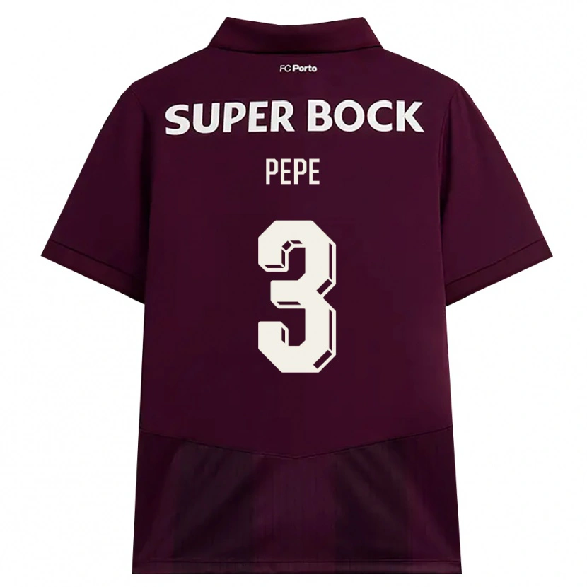 Danxen Criança Camisola Pepe #3 Borgonha Branco Alternativa 2026/27 Camisa