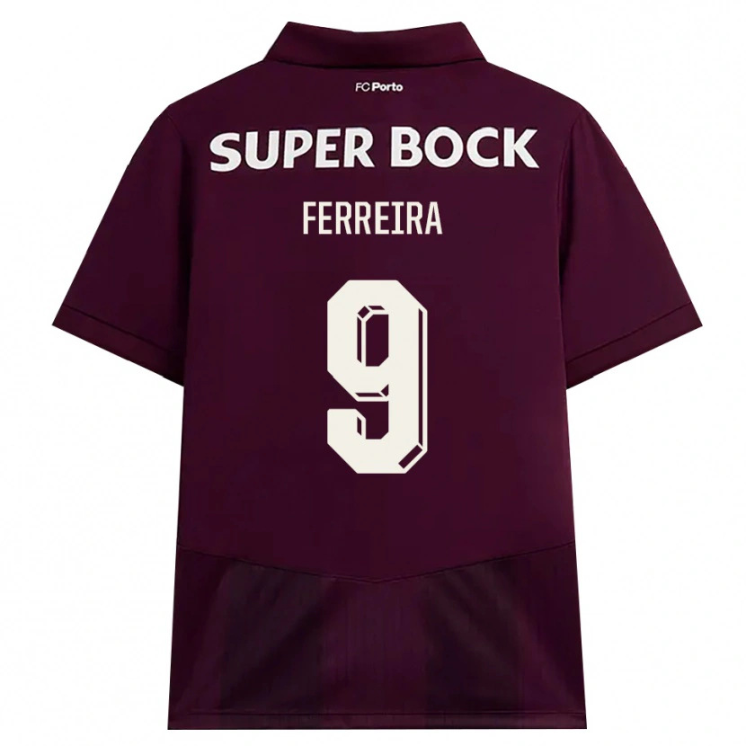 Danxen Criança Camisola Cristina Ferreira #9 Borgonha Branco Alternativa 2026/27 Camisa