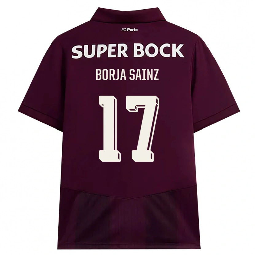 Danxen Criança Camisola Borja Sainz #17 Borgonha Branco Alternativa 2026/27 Camisa