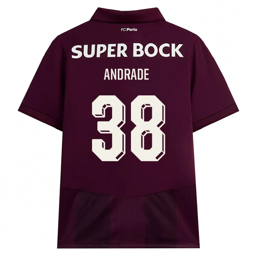 Danxen Criança Camisola Fernando Andrade #38 Borgonha Branco Alternativa 2026/27 Camisa