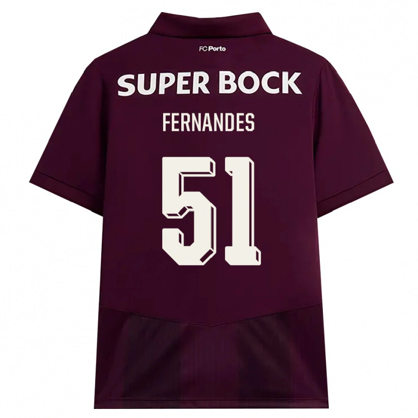 Danxen Criança Camisola Diogo Fernandes #51 Borgonha Branco Alternativa 2026/27 Camisa