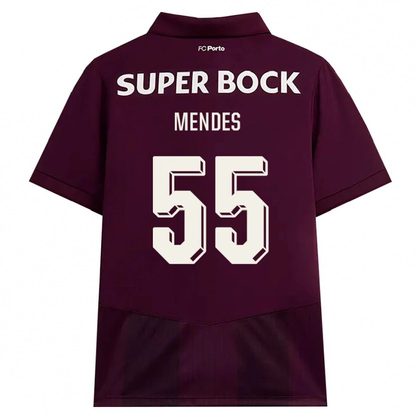 Danxen Criança Camisola Joao Mendes #55 Borgonha Branco Alternativa 2026/27 Camisa