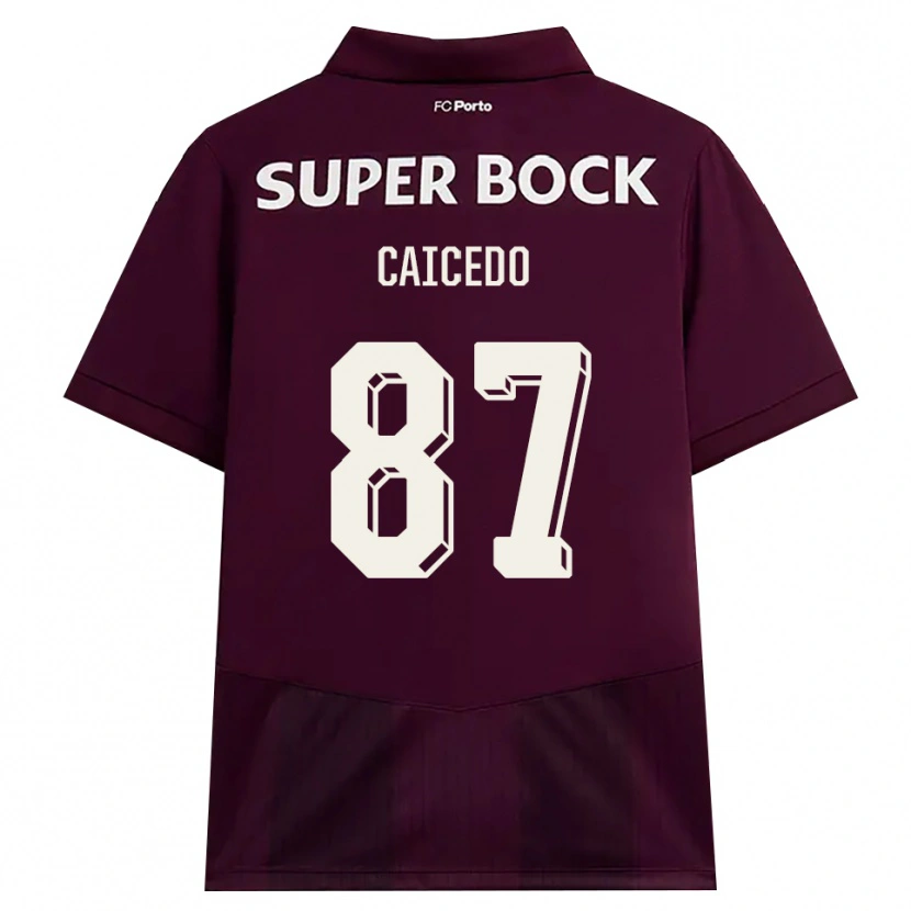 Danxen Criança Camisola Brayan Caicedo #87 Borgonha Branco Alternativa 2026/27 Camisa
