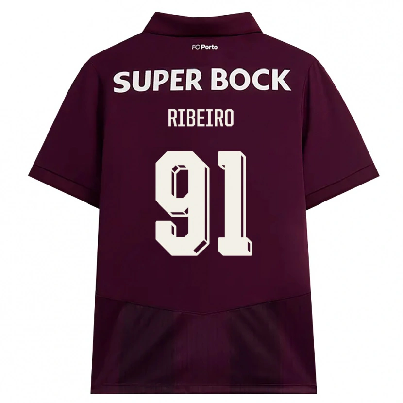 Danxen Criança Camisola Gonçalo Ribeiro #91 Borgonha Branco Alternativa 2026/27 Camisa