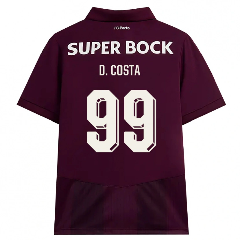 Danxen Criança Camisola Diogo Costa #99 Borgonha Branco Alternativa 2026/27 Camisa