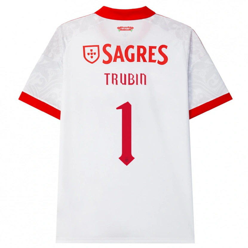 Danxen Criança Camisola Anatoliy Trubin #1 Branco Vermelho Amarelo Alternativa 2026/27 Camisa
