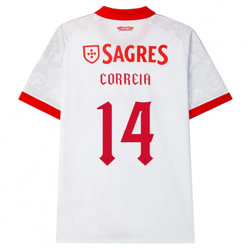 Danxen Criança Camisola Rúben Correia #14 Branco Vermelho Amarelo Alternativa 2026/27 Camisa