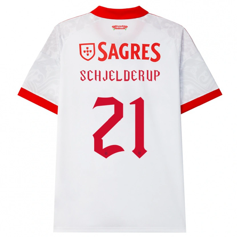 Danxen Criança Camisola Andreas Schjelderup #21 Branco Vermelho Amarelo Alternativa 2026/27 Camisa