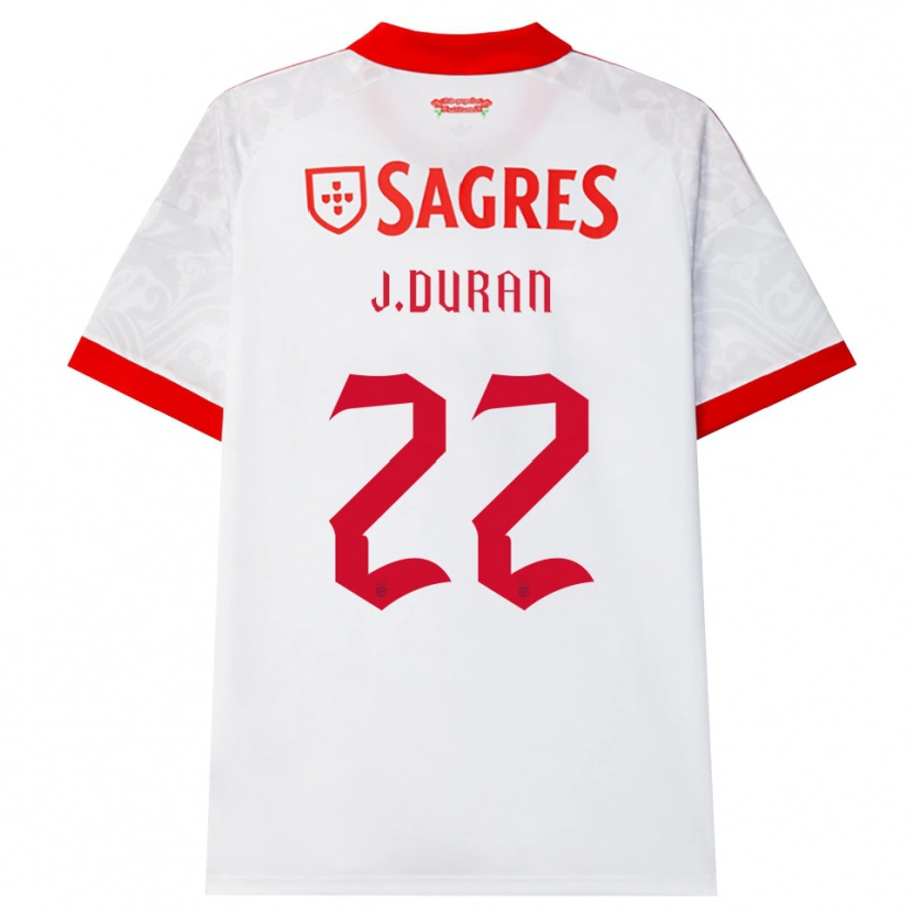 Danxen Criança Camisola Jhon Durán #22 Branco Vermelho Amarelo Alternativa 2026/27 Camisa