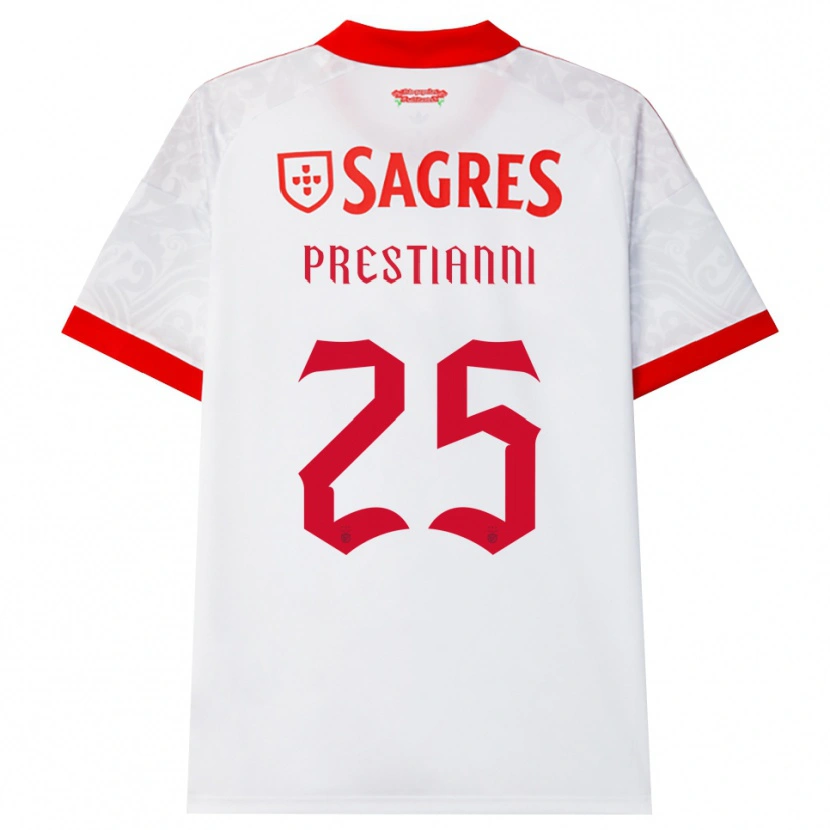 Danxen Criança Camisola Gianluca Prestianni #25 Branco Vermelho Amarelo Alternativa 2026/27 Camisa