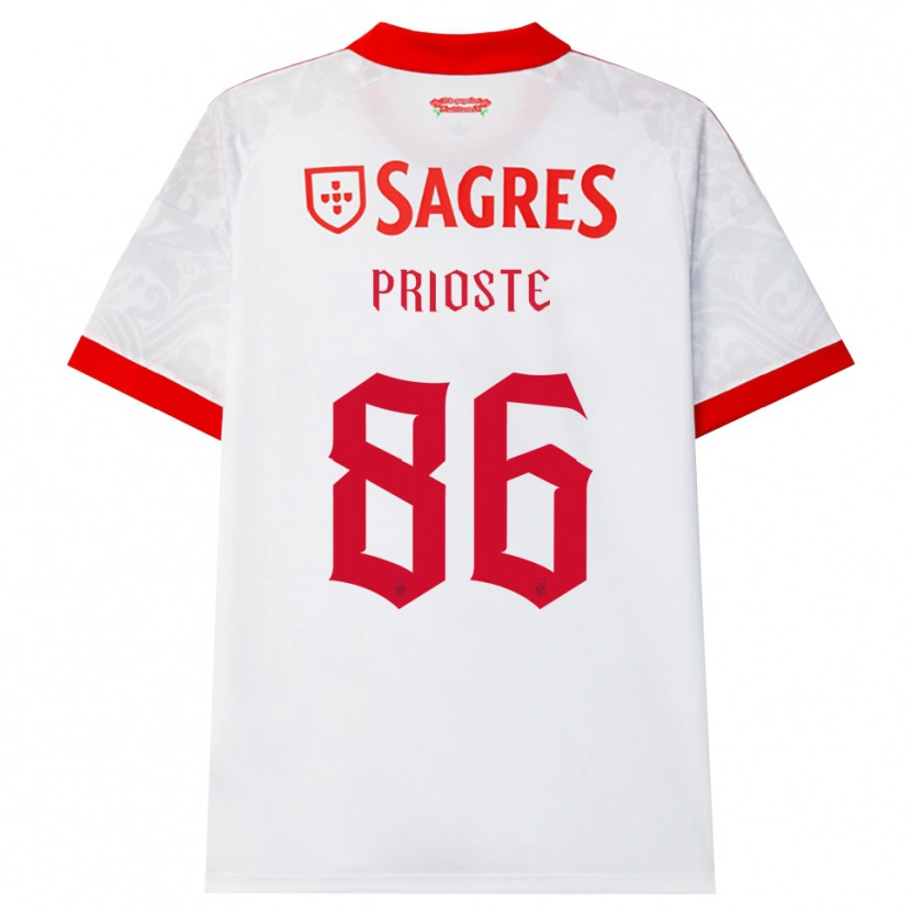 Danxen Criança Camisola Diogo Prioste #86 Branco Vermelho Amarelo Alternativa 2026/27 Camisa