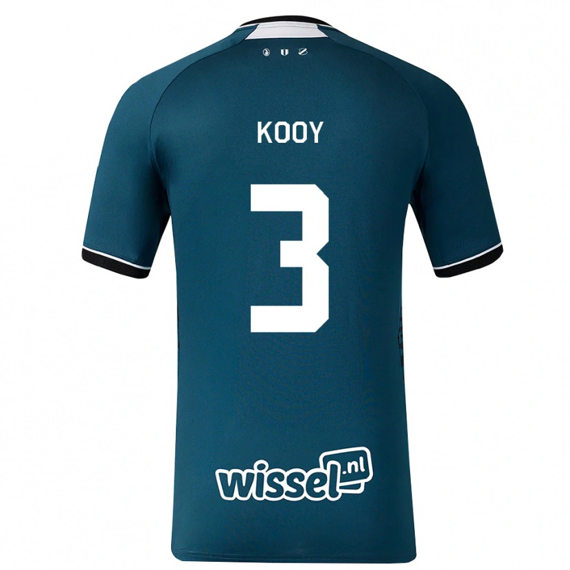 Danxen Criança Camisola Wessel Kooy #3 Darkslategray Branco Alternativa 2026/27 Camisa