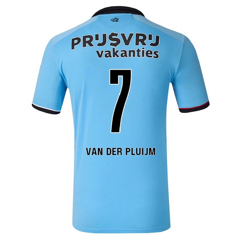 Danxen Criança Camisola Marvin Van Der Pluijm #7 Deepskyblue Preto Vermelho Alternativa 2026/27 Camisa