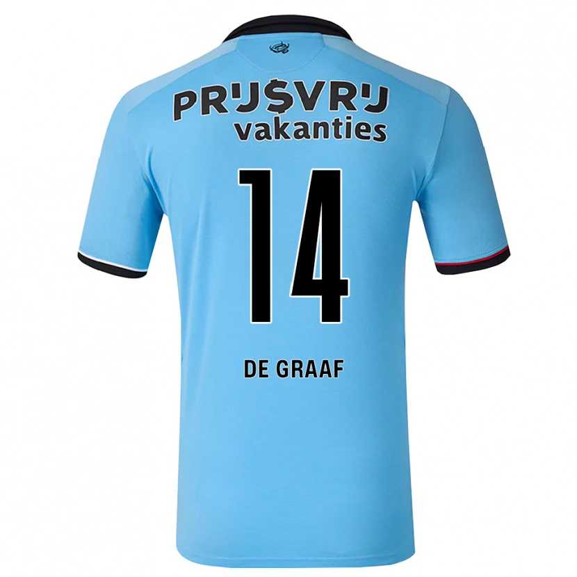 Danxen Criança Camisola Esmee De Graaf #14 Deepskyblue Preto Vermelho Alternativa 2026/27 Camisa