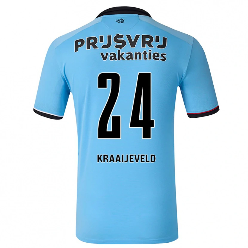 Danxen Criança Camisola Thijs Kraaijeveld #24 Deepskyblue Preto Vermelho Alternativa 2026/27 Camisa