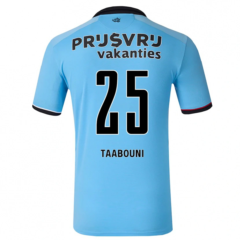 Danxen Criança Camisola Mohamed Taabouni #25 Deepskyblue Preto Vermelho Alternativa 2026/27 Camisa