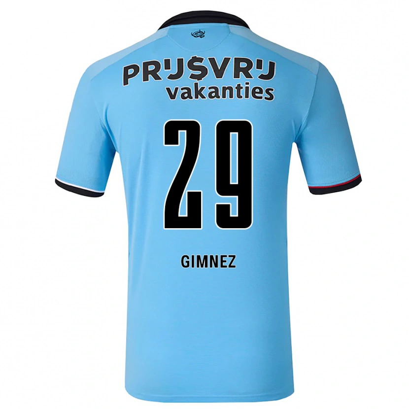 Danxen Criança Camisola Santiago Gimnez #29 Deepskyblue Preto Vermelho Alternativa 2026/27 Camisa
