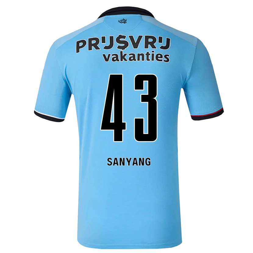 Danxen Criança Camisola Amadou-David Sanyang #43 Deepskyblue Preto Vermelho Alternativa 2026/27 Camisa