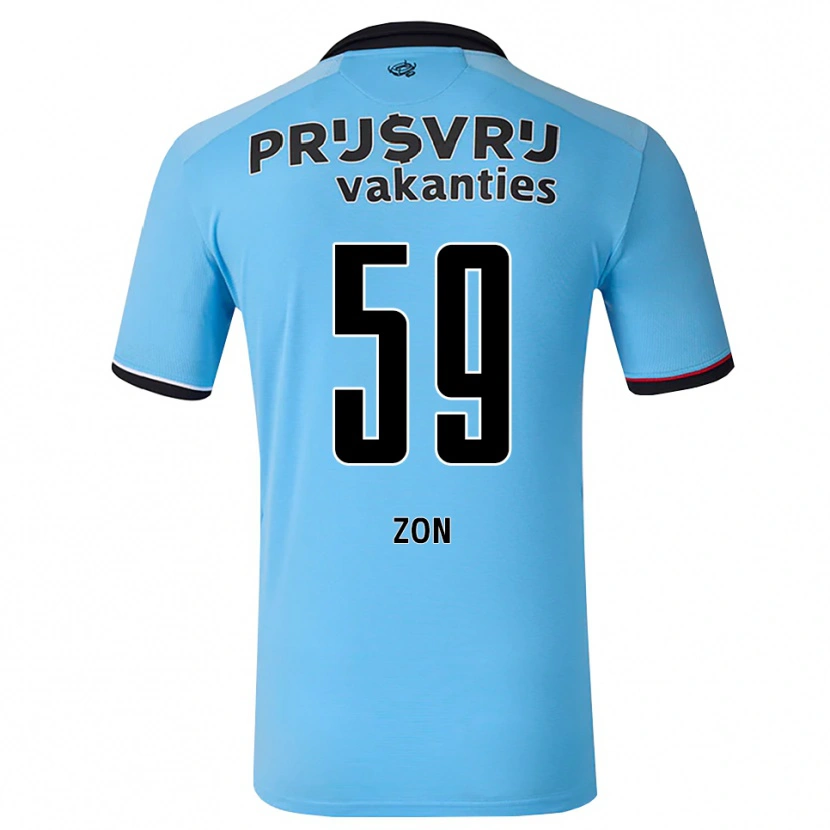 Danxen Criança Camisola Oier Zon #59 Deepskyblue Preto Vermelho Alternativa 2026/27 Camisa