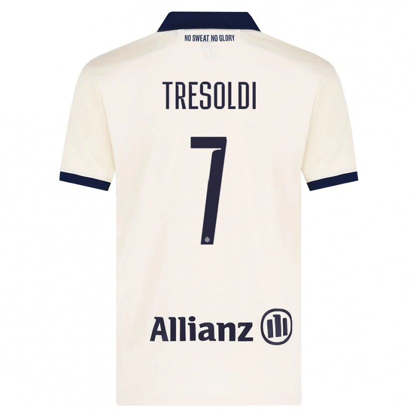 Danxen Criança Camisola Nicolò Tresoldi #7 Beige Preto Alternativa 2026/27 Camisa