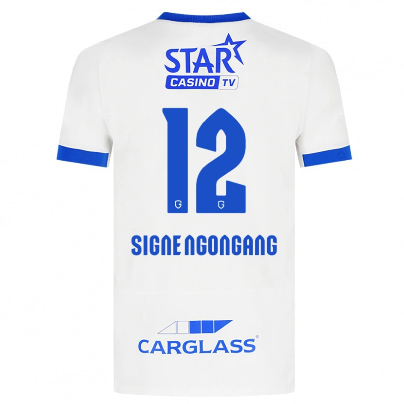 Danxen Criança Camisola Yannick Signe Ngongang #12 Branco Azul Alternativa 2026/27 Camisa