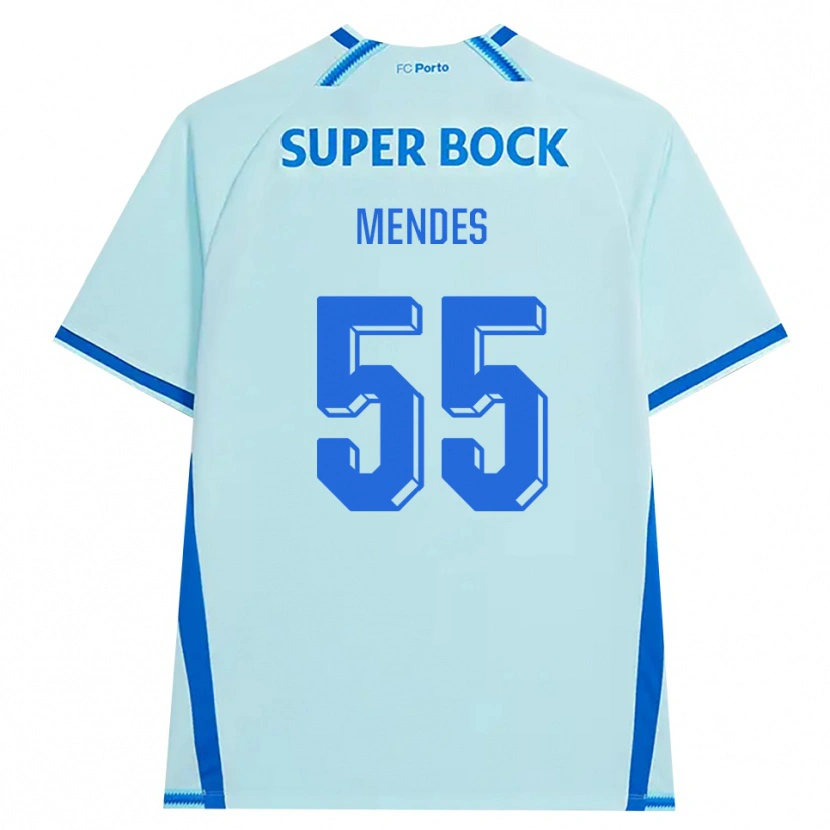 Danxen Criança Camisola Joao Mendes #55 Lightcyan Azul Terceiro 2026/27 Camisa