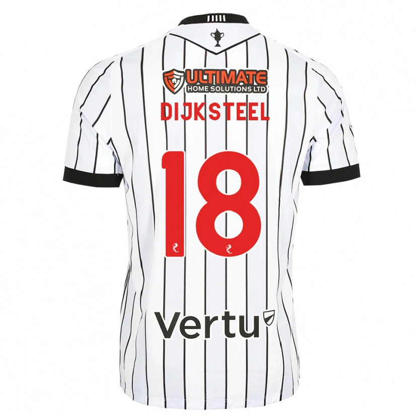 Danxen Homem Camisola Malik Dijksteel #18 Branco Preto Vermelho Principal 2026/27 Camisa
