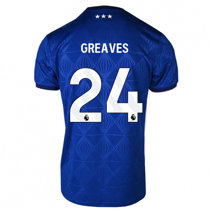 Danxen Homem Camisola Jacob Greaves #24 Azul Médio Branco Vermelho Principal 2026/27 Camisa