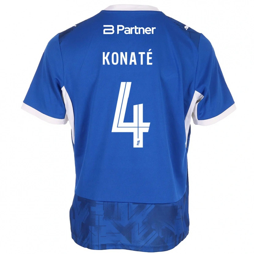 Danxen Homem Camisola Djibril Konaté #4 Azul Médio Branco Principal 2026/27 Camisa