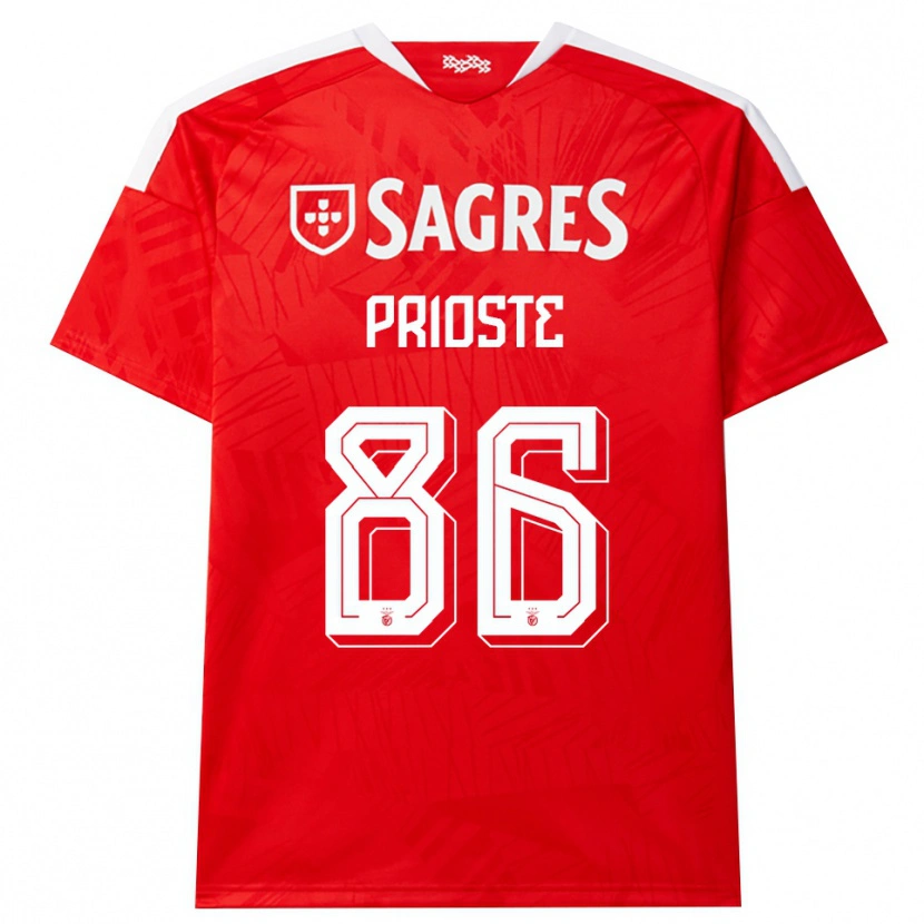 Danxen Homem Camisola Diogo Prioste #86 Vermelho Branco Amarelo Principal 2026/27 Camisa