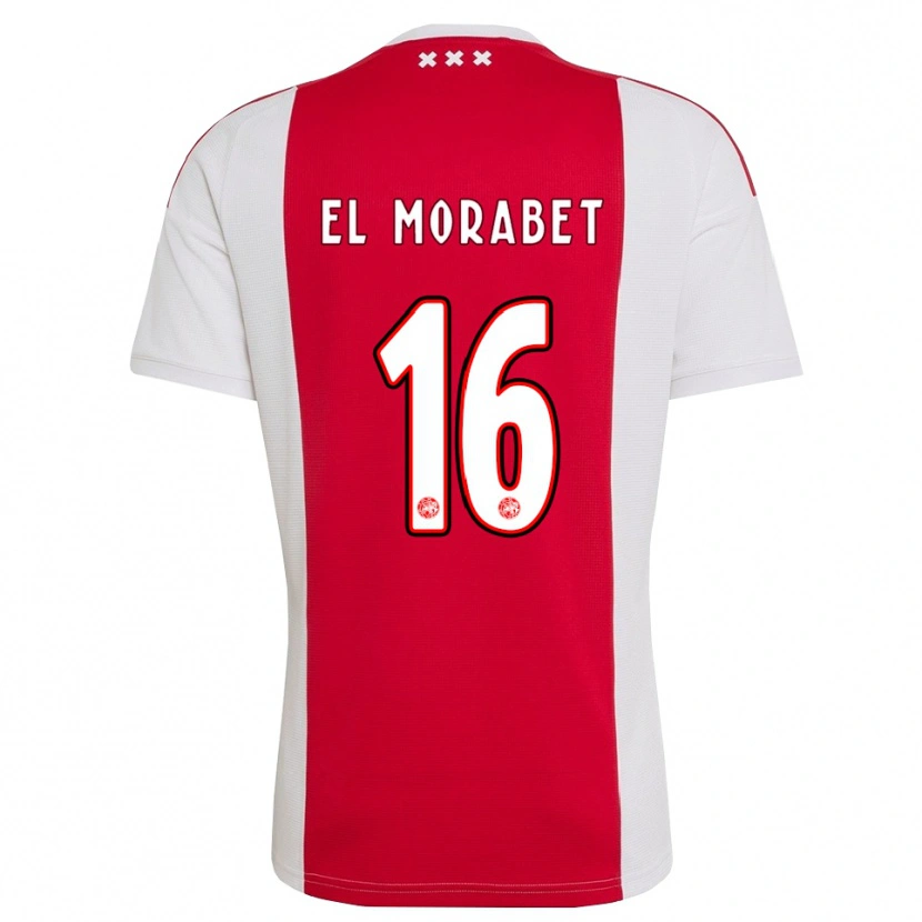 Danxen Homem Camisola Younes El Morabet #16 Vermelho Branco Amarelo Principal 2026/27 Camisa