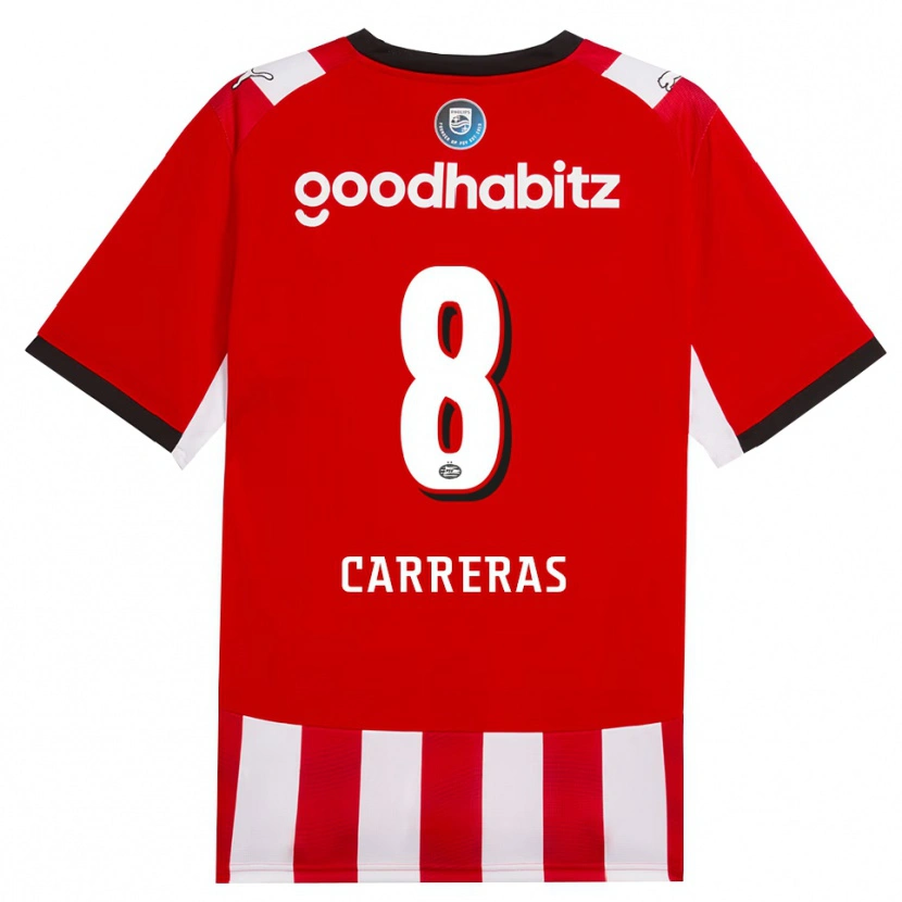 Danxen Homem Camisola Georgina Carreras #8 Vermelho Branco Preto Principal 2026/27 Camisa