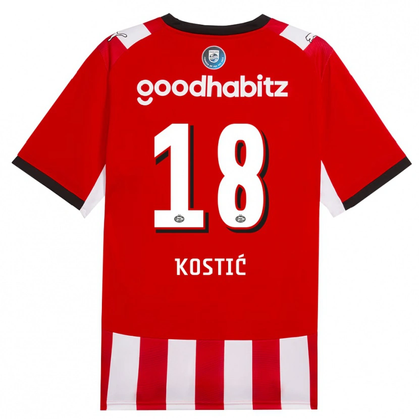 Danxen Homem Camisola Filip Kostic #18 Vermelho Branco Preto Principal 2026/27 Camisa