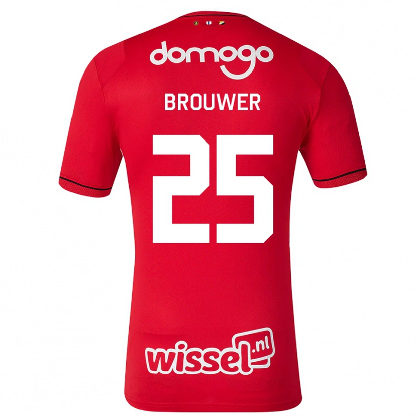 Danxen Homem Camisola Michael Brouwer #25 Vermelho Branco Preto Principal 2026/27 Camisa