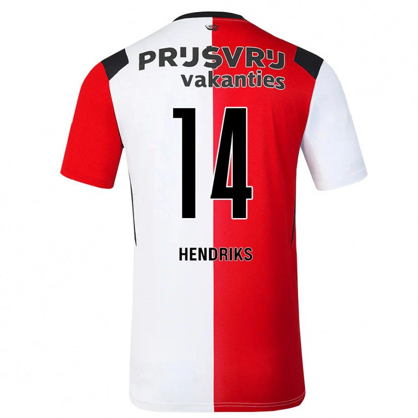 Danxen Homem Camisola Kim Hendriks #14 Vermelho Branco Preto Principal 2026/27 Camisa