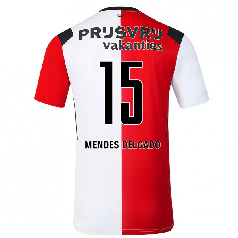 Danxen Homem Camisola Jayden Mendes Delgado #15 Vermelho Branco Preto Principal 2026/27 Camisa