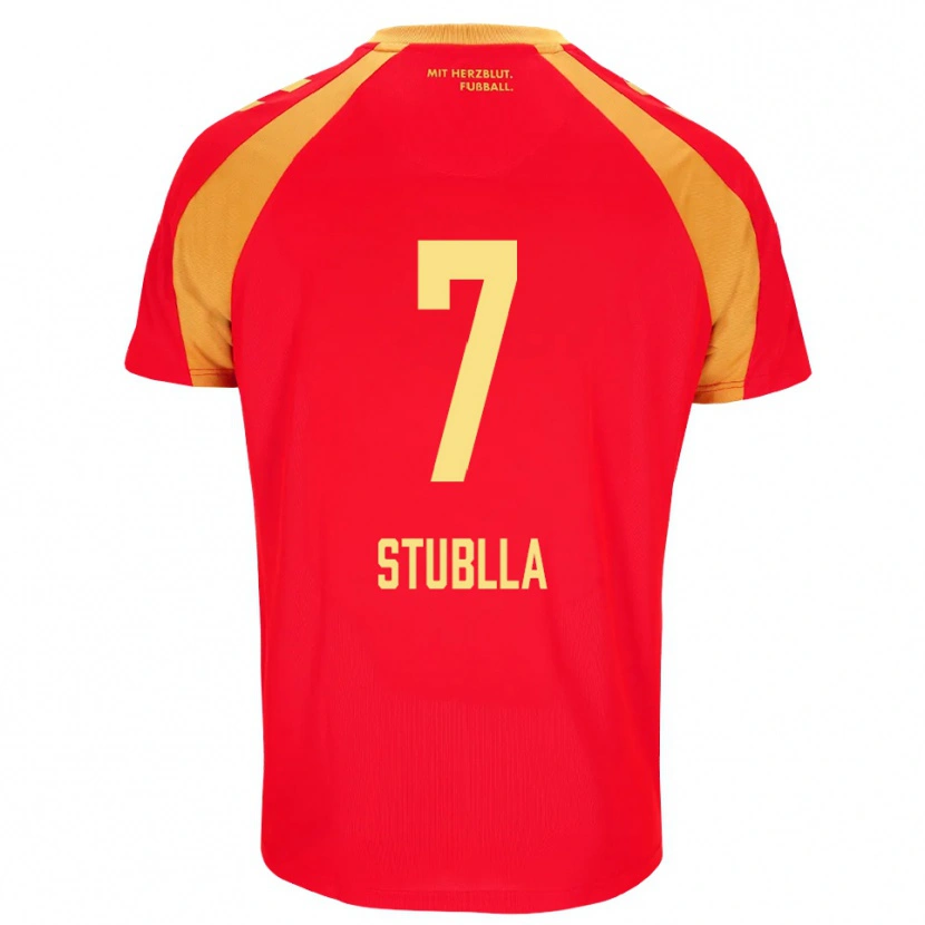 Danxen Homem Camisola Shkrep Stublla #7 Vermelho Laranja Preto Alternativa 2026/27 Camisa