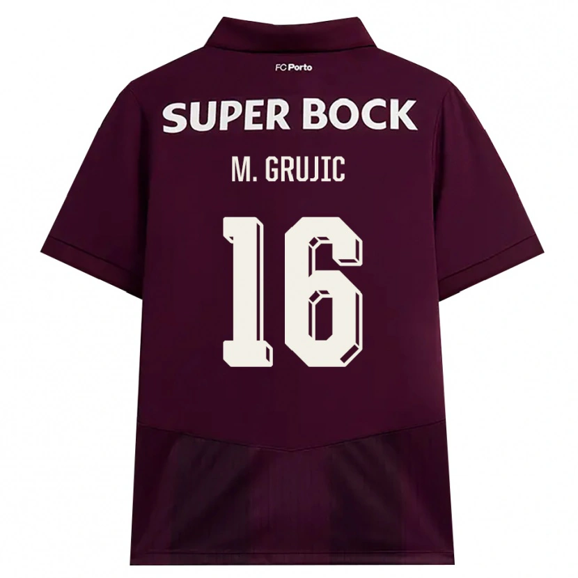 Danxen Homem Camisola Marko Grujic #16 Borgonha Branco Alternativa 2026/27 Camisa