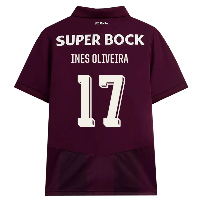 Danxen Homem Camisola Inês Oliveira #17 Borgonha Branco Alternativa 2026/27 Camisa